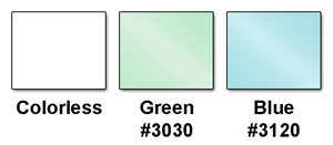 Plexiglas® Clear-Edge Frosted™ Colors - Colorless, Green(#3030), Blue(#3120)